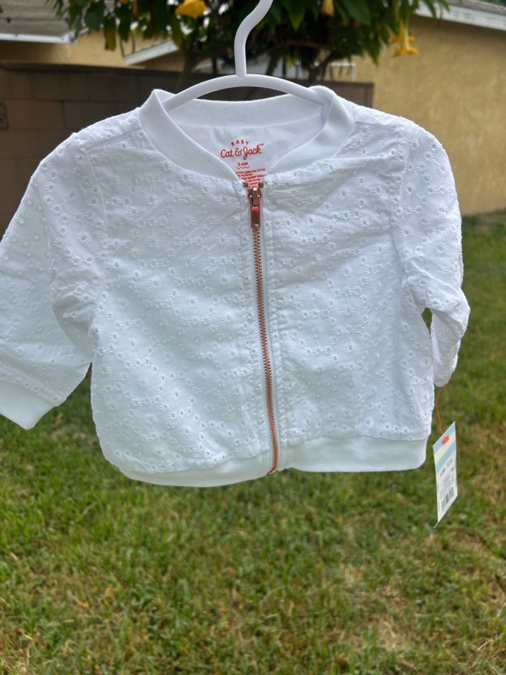 Cat & Jack Baby White Jacket with Rose Gold Zipper